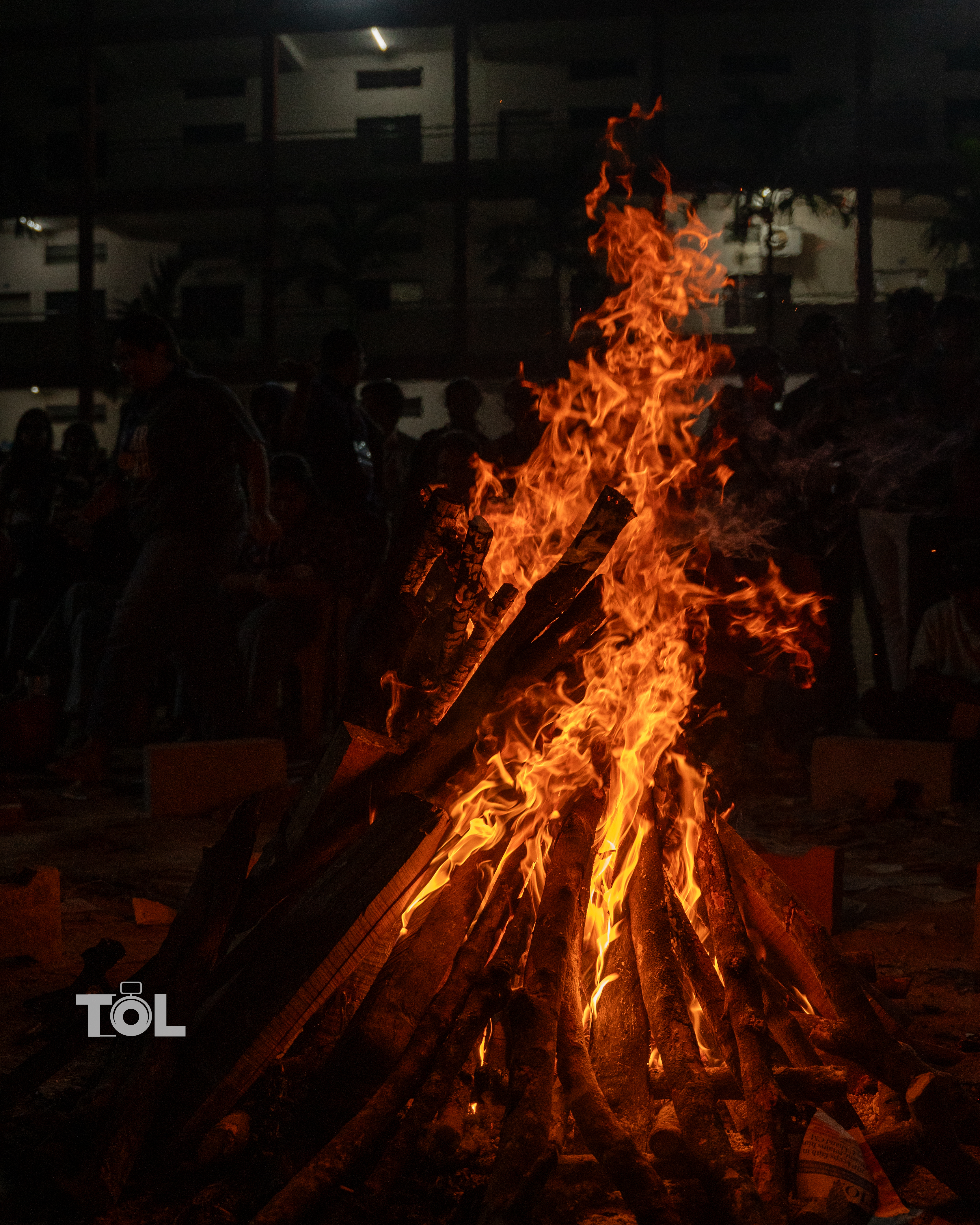 The Codenovate bonfire burning after the build
