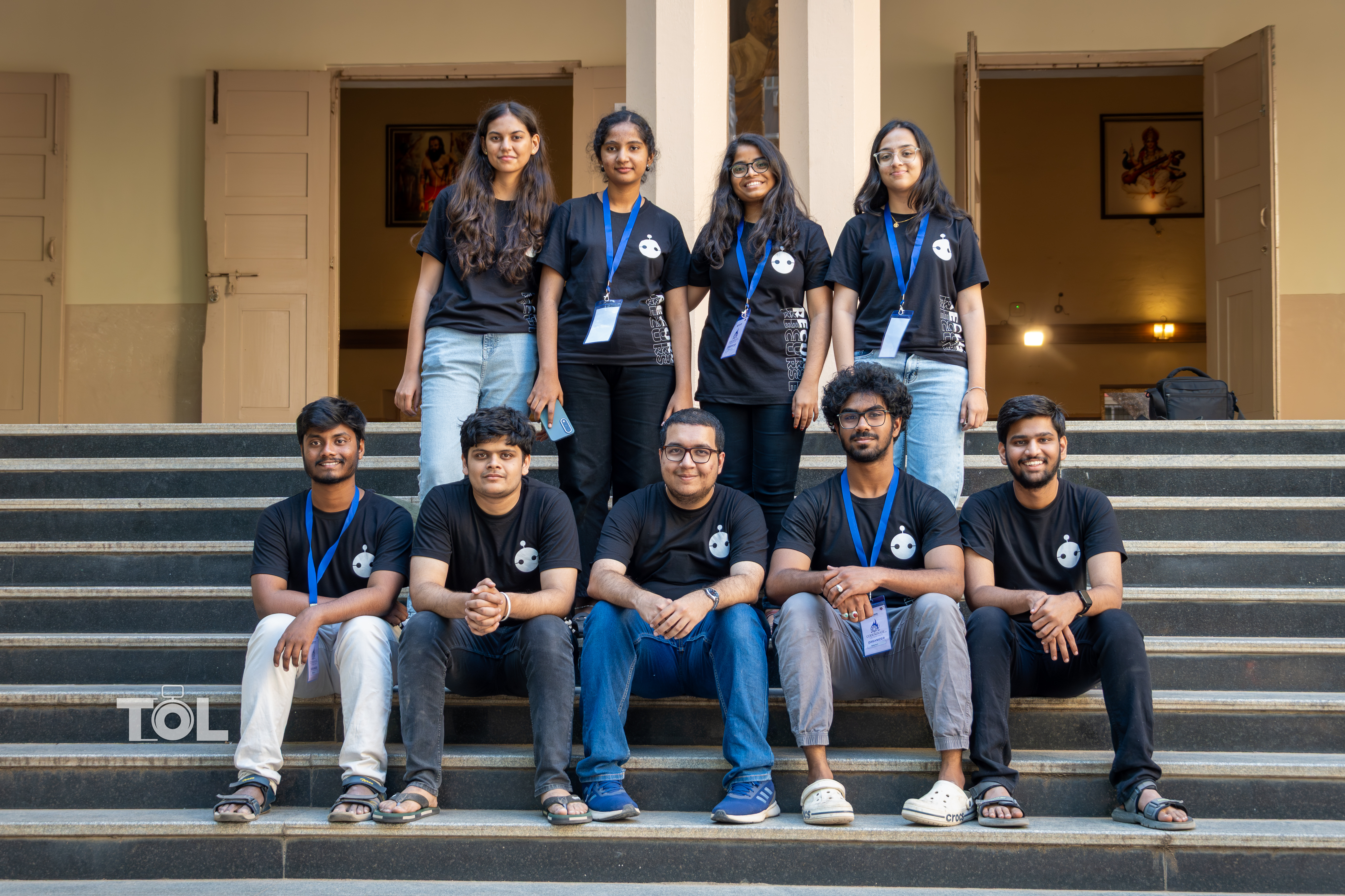 The Codenovate organizing team seated on campus steps