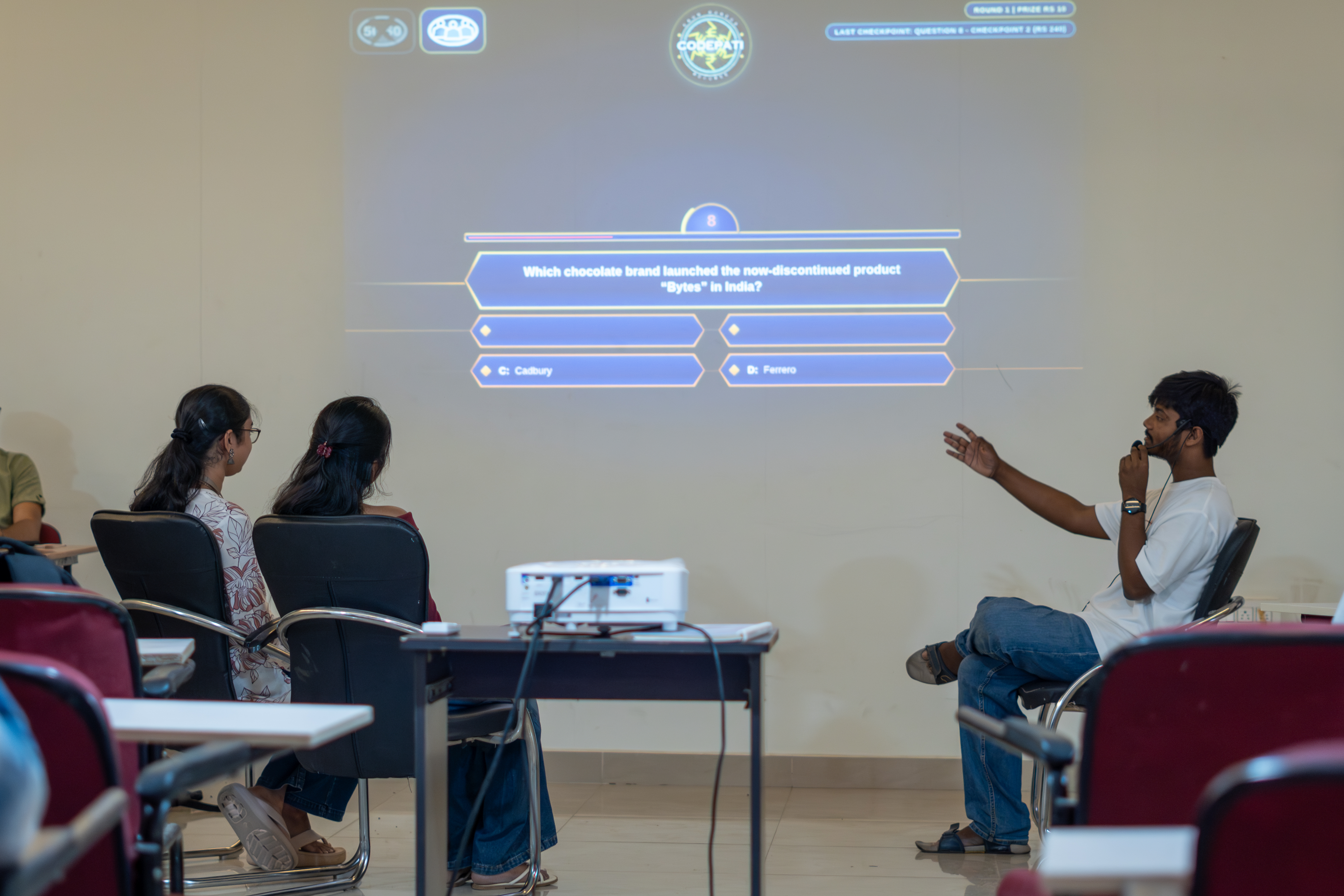 The KBC quiz projected during the event