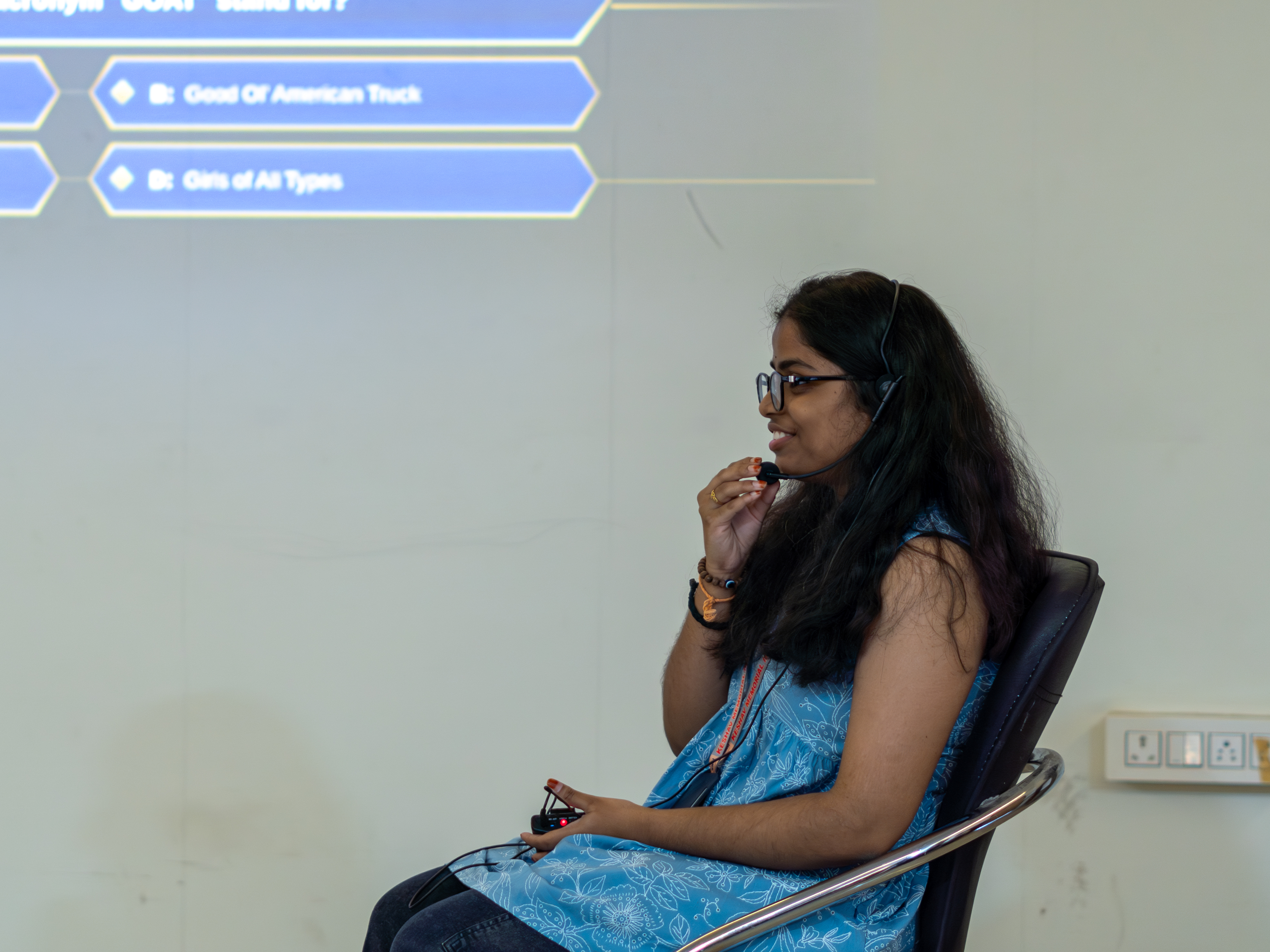 A contestant seated in the KBC hot seat